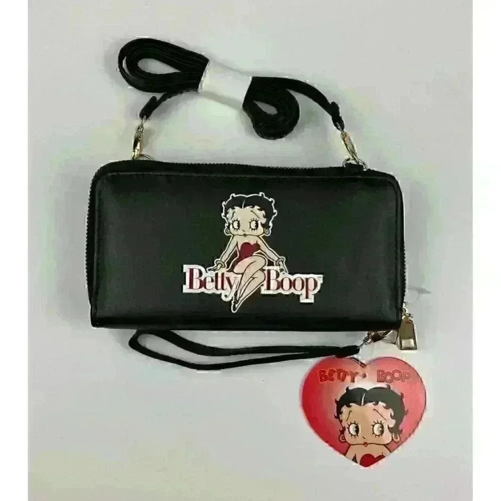 NEW Betty Boop Womens Lany Vegan Crossbody Wristlet Wallet Bag - Picture 3 of 3